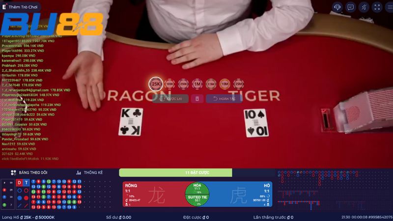 Các bước tham gia game bài Rồng Hổ tại Bu88